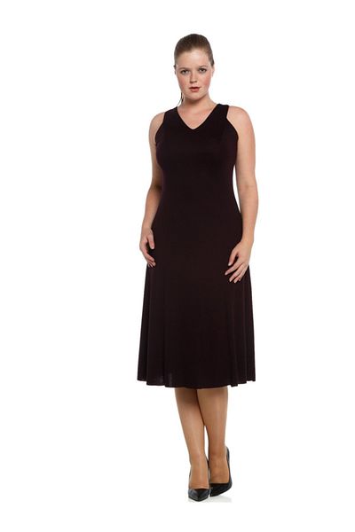 Nidya Moda Plus Size Plum Knitted Evening Dress-4064m