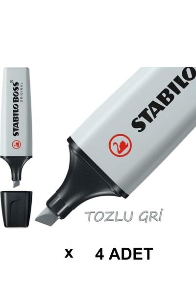 Stabilo Boss Fosforlu Işaretleme Kalemi Pastel Tozlu Gri X 4 Adet