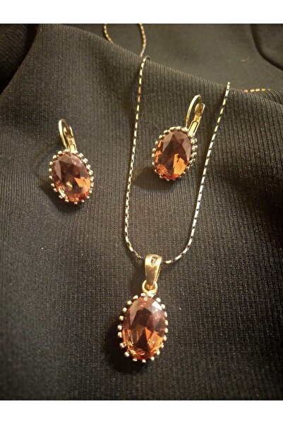 kapris concept Zultanit Necklace Earring Set.copper+copper Chain Antiallergic Does Not Darken