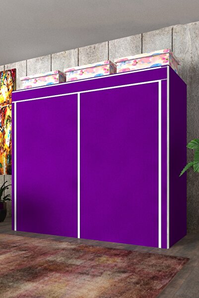 CimriKese Geniş Hacimli Çift Askılı  Bez Dolap Mor