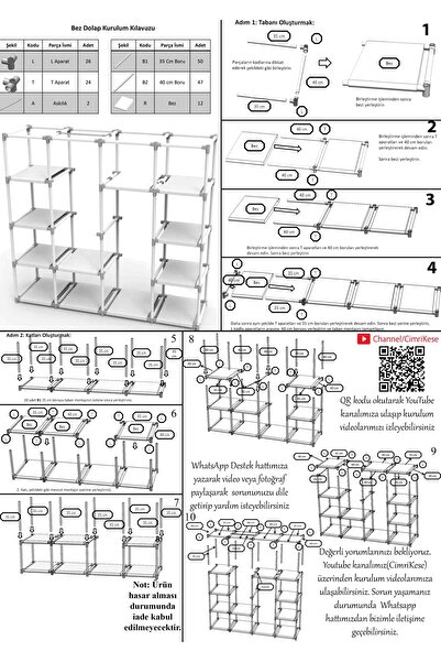 CimriKese Geniş Hacimli Çift Askılı Bez Dolap Beyaz Bezdolap