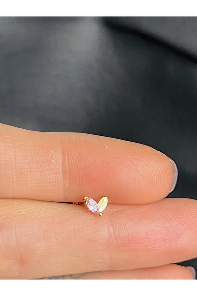 BY DİLEK ÇETİN ACCESSORY Çelik Pembe Taşlı Kıkırdak Helix Tragus Piercing (1adet)