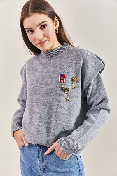 Bianco Lucci Dámský svetr s broží přes rameno