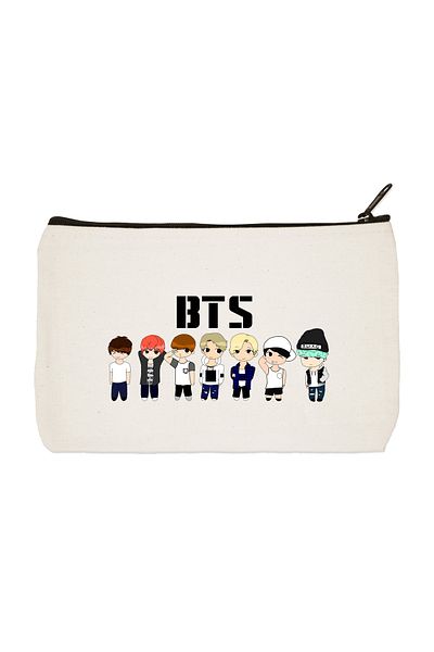 designedfy Clutch Bts Group Printed υφασμάτινη τσάντα μακιγιάζ, θήκη για στυλό, τσάντα