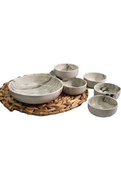 SaRaPro Yns 7 Parça Mermer Desenli Çerezlik Seti