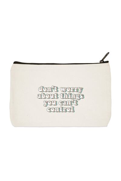 designedfy حقيبة مكياج لا تقلق بشأن الأشياء، حقيبة مكياج من القماش المطبوع، ح...