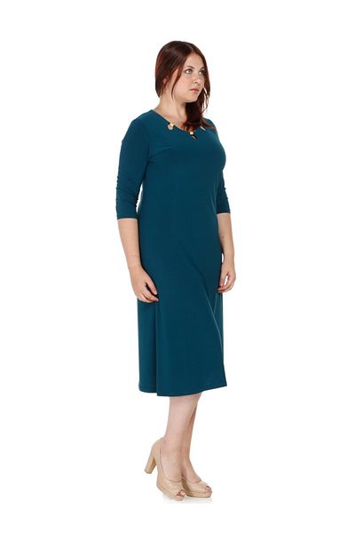 Nidya Moda Women's Green Metal Accessory Evening Dress 4081Y