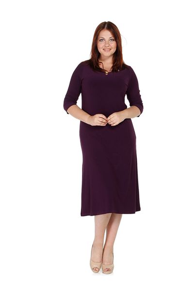 Nidya Moda Women's Plum Metal Accessory Evening Dress 4081M