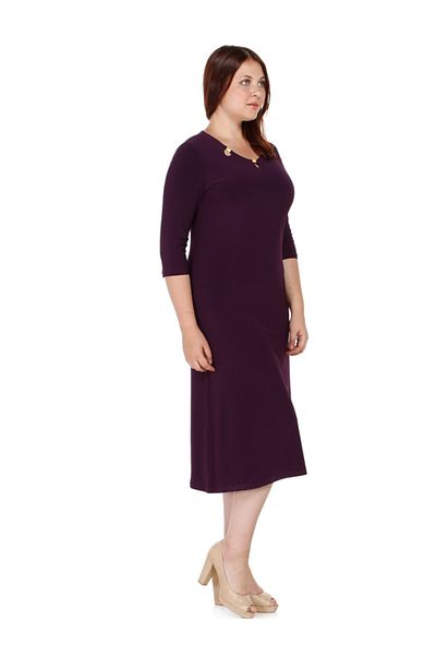 Nidya Moda Women's Plum Metal Accessory Evening Dress 4081M