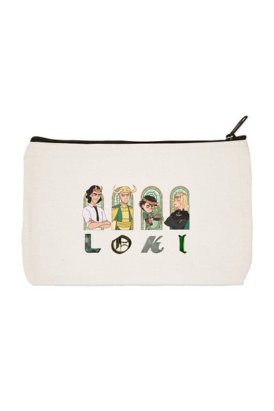designedfy Clutch Loki Printed υφασμάτινη τσάντα μακιγιάζ, θήκη για στυλό, τσάντα