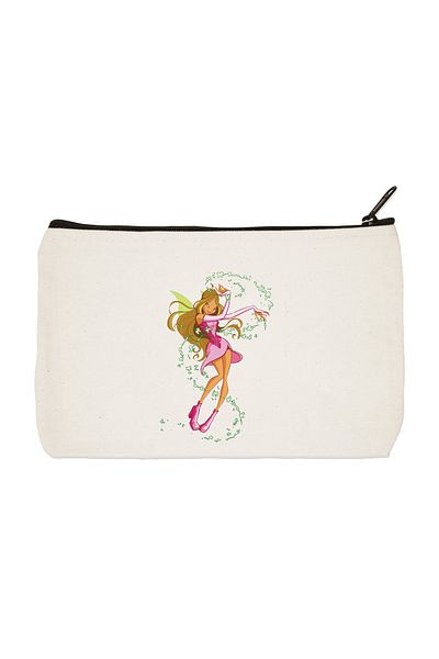 designedfy Clutch Winx Flora Printed υφασμάτινη τσάντα μακιγιάζ, θήκη για στυλό, τσάντα χειρός