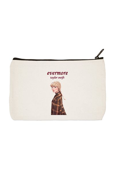 designedfy Clutch Taylor Swift Evermore Printed υφασμάτινη τσάντα μακιγιάζ, θήκη για στυλό, τσάντα χειρός
