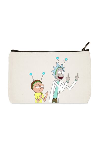 designedfy Clutch Rick And Morty Baskılı Bez Makyaj Çantası, Kalemlik, El Çan...