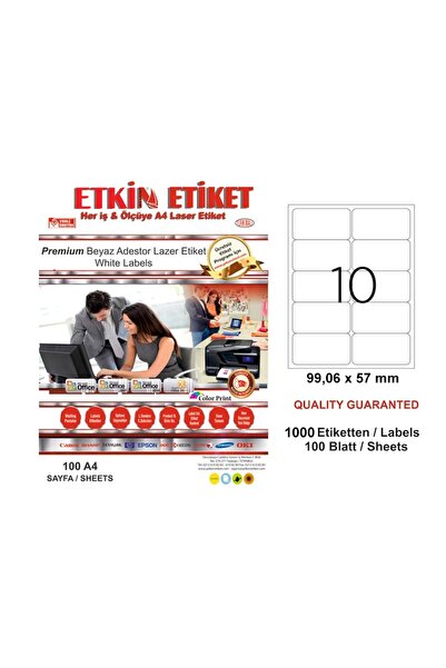 Yn5010 Laser Etiket 10 Lu 99,06x57 Beyaz Oval