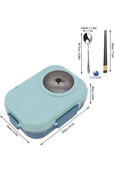 Vagonlife Portable Four-Compartment 304 Stainless Steel Dinner Box For Children Student Office Travel Pan 1100ml