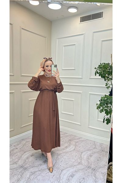 VOLT CLOTHİNG Kadın Yarasa Kol Bel Lastikli Elbise