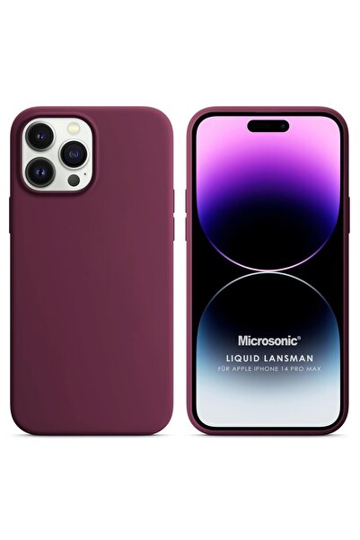 Microsonic Apple Iphone 14 Pro Max Kılıf Liquid Lansman Silikon Bordo