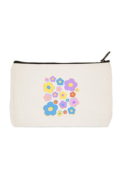 designedfy Clutch Flower 1 Printed υφασμάτινη τσάντα μακιγιάζ, θήκη για στυλό, τσάντα
