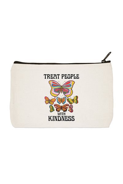 designedfy Clutch Treat People With Kindness Έντυπη υφασμάτινη τσάντα μακιγιάζ, θήκη για στυλό, τσάντα χειρός