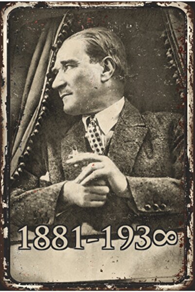 Hayat Poster Mustafa Kemal Atatürk 1881-1938 Retro Ahşap Poster