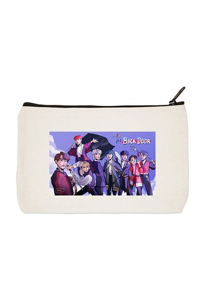 designedfy Clutch Stray Kids Backdoor Printed υφασμάτινη τσάντα μακιγιάζ, θήκη για στυλό, τσάντα χειρός