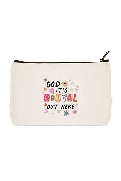 designedfy Clutch God It's Brutal Printed υφασμάτινη τσάντα μακιγιάζ, θήκη για στυλό, τσάντα χειρός