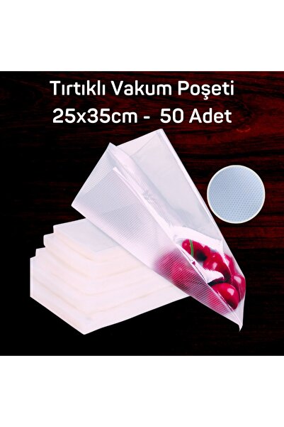 Vakur Tırtıklı Vakum Makinesi Poşeti- Torbası 25x35 Cm - 50 Adet