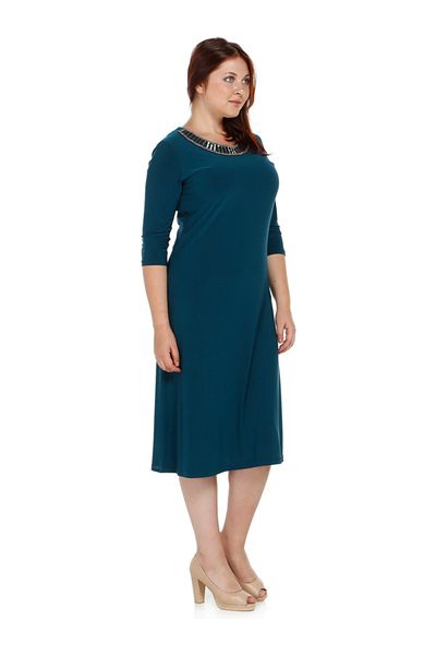 Nidya Moda Women's Green Jewelled Rail Collar Evening Dress 4079Y