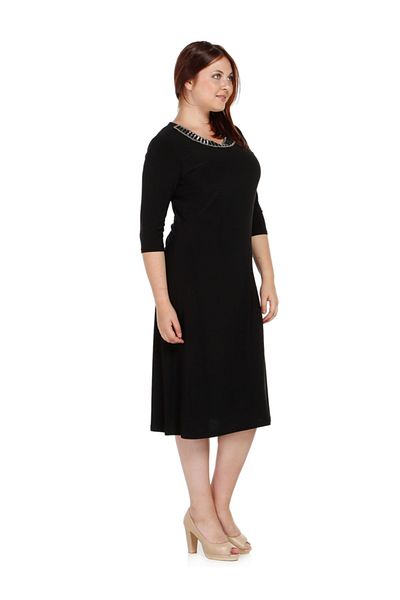 Nidya Moda Women's Black Ray Collar Evening Dress 4079S