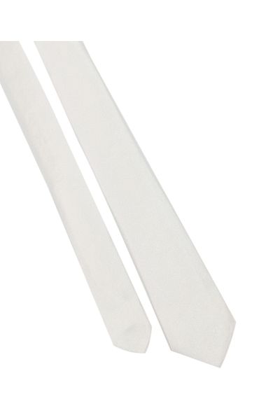 SIRRI Boy's Plain Satin White Tie and Handkerchief Set 03-14 Years Single Size 120x5cm