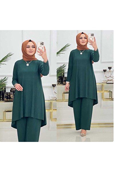 MODAMÜNASİP Υπέροχο παντελόνι και τουνίκ διπλό αμμώδες σετ