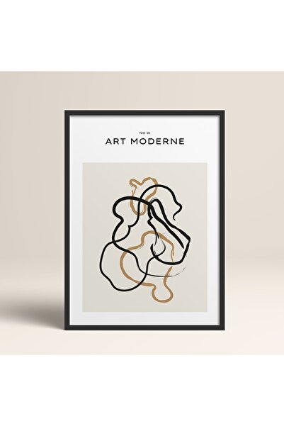 HOMEPACK Çerçeveli Boho Bohemian Linear Çizgisel Modern Soyut Art Tablo