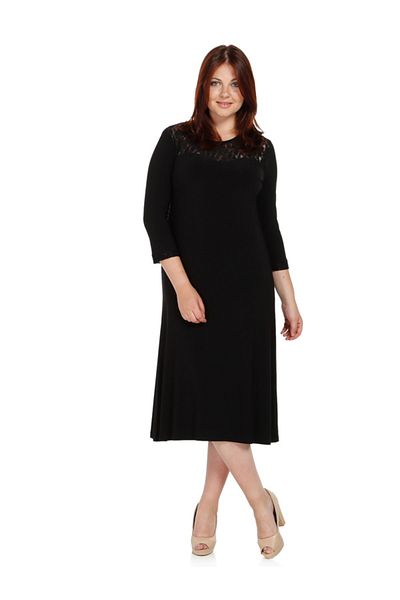 Nidya Moda Women's Black Lace Robe Evening Dress 4078DS