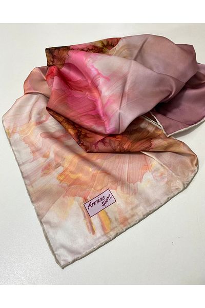 Armine Sport Twill (tivil) Νοσταλγία Μοτίβο Κασκόλ Ροζ Σολομός