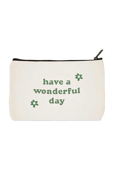 designedfy Clutch Have A Wonderful Day Τυπωμένη υφασμάτινη τσάντα μακιγιάζ Τσάντα χειρός