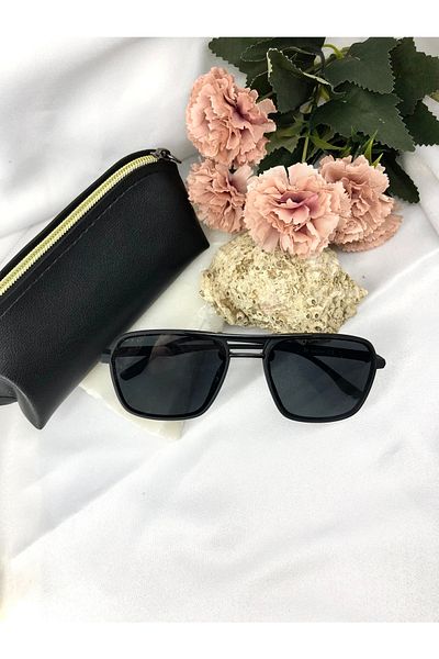 Di Caprio Mens Square Matte Black Men's Sunglasses