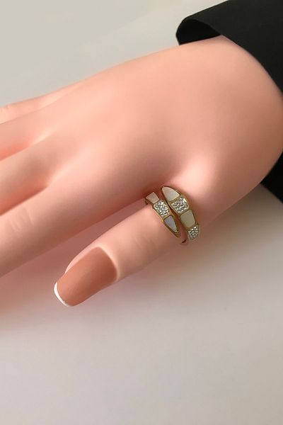 SilverStone Zircon Stone Pearlescent Snake Model Steel Ring