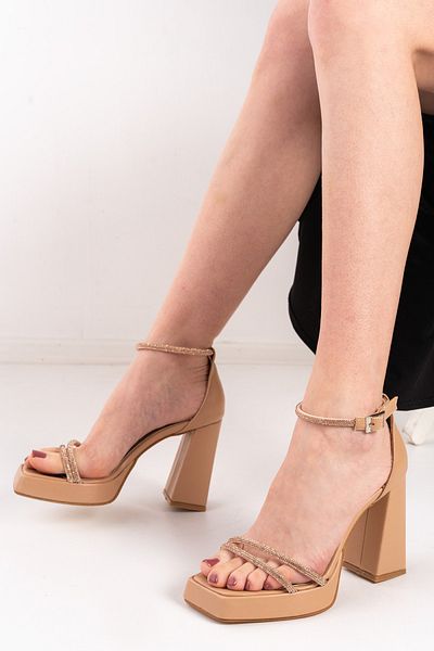 RİVONNA Rochie de seara cu toc cu platforma nuda Pantofi de dama cu glezna R123