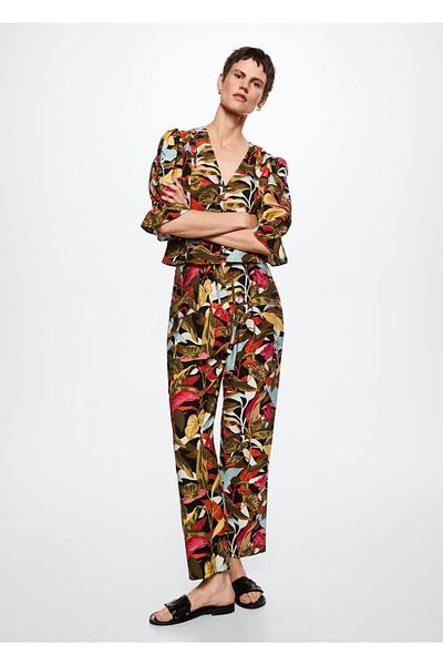 MANGO Woman Floral Patterned Trousers
