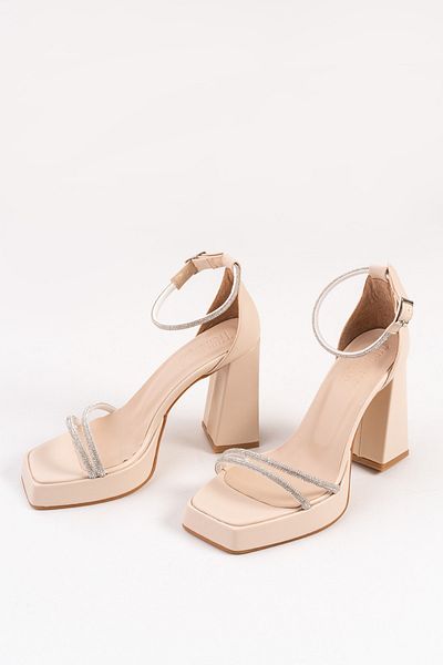 RİVONNA Rochie de seara cu toc bej Pantofi de dama cu glezna R123
