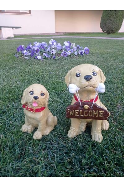 BilgeCe hoMe Welcome Tabelalı Köpek Heykeli, Anne Yavru Köpek Heykeli, Köpek ...
