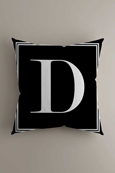 LadiesHome Harfli Kırlent Yastık Kılıfı - D Harfi - 43x43 Cm