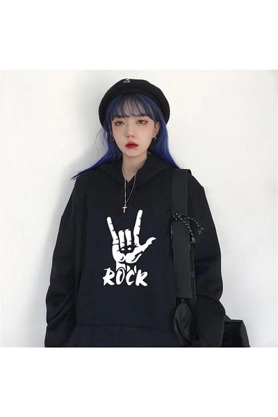 Touz Moda Dompuleri Fashion Rock Black Hanorac cu glugă oversize unisex