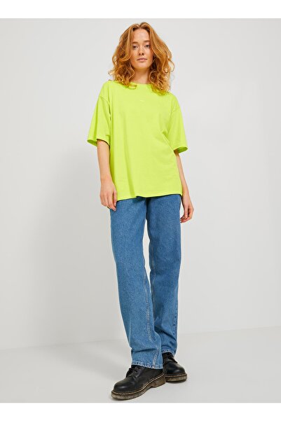 JJXX Bisiklet Yaka Sarı Kadın T-shirt 12205777