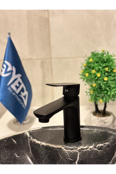 EVYEPA Fleko Siyah Lavabo Evye Musluk Batarya Canak Serisi (SICAK SOĞUK GİRİŞ...