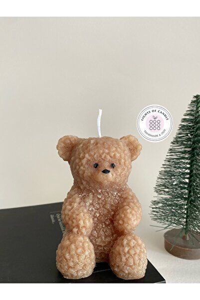 lıghts of candle handmade & 2020 Kahverengi Pofuduk Görüntülü Dekoratif Ayıcı...