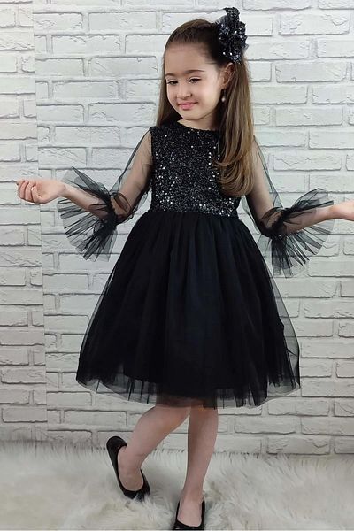 Mashotrend Bucharest Sleeve Ruffled Sequined Girls' Dress - Sequined Girls' Evening Dress