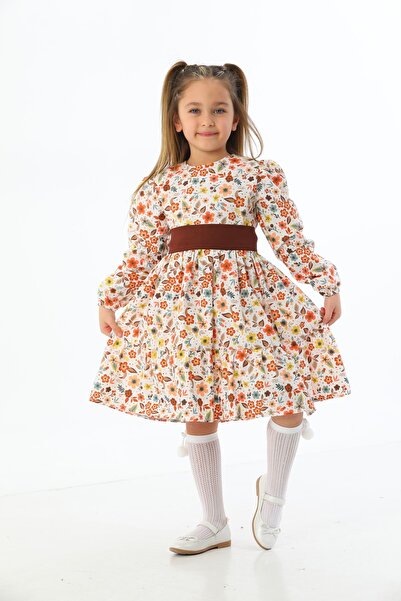 Moda Lippa Rochie pentru fetiță cu modele florale portocalii