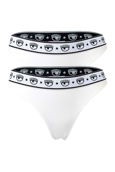 CHIARA FERRAGNI Damen Slip 2er Pack - Brief, Cotton Stretch, Logobund, uni