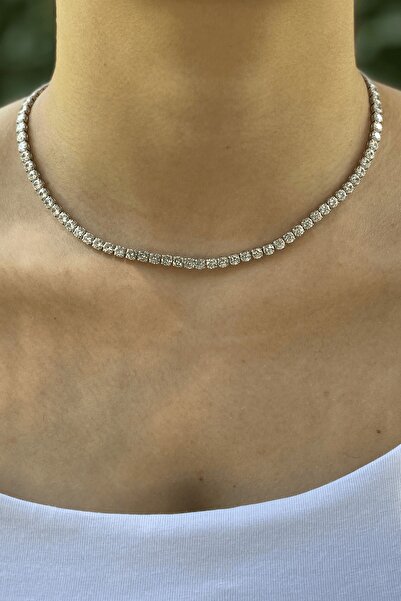 Ressia Women's Silver Color Waterway Zircon Necklace